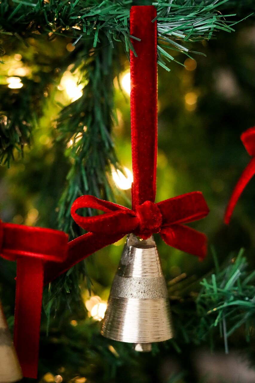 Ornament de brad de Crăciun, BSY233, 5x12 cm, Catifea, Rosu - imagine 3